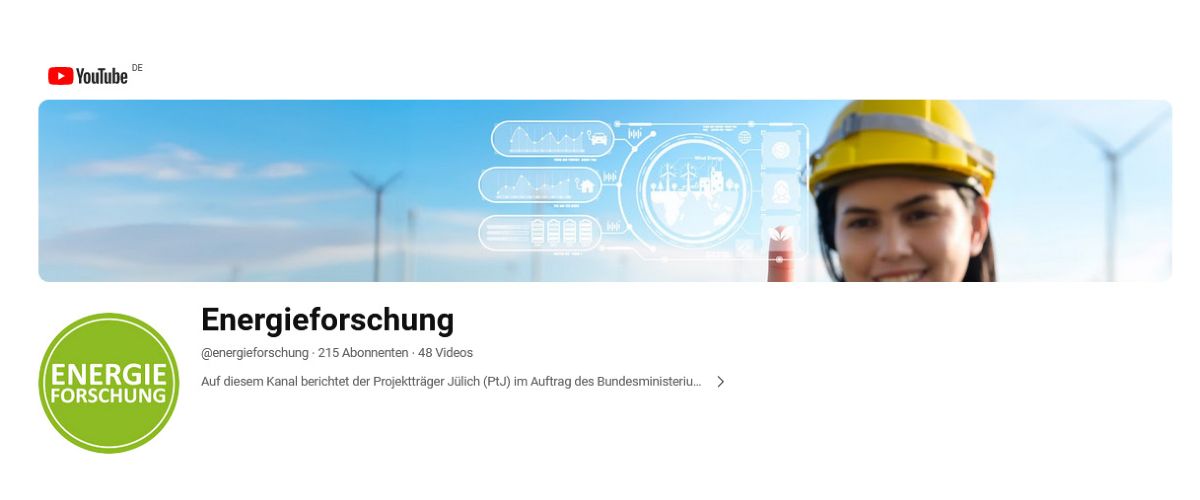 Startseite des neuen @energieforschung YouTube-Kanals