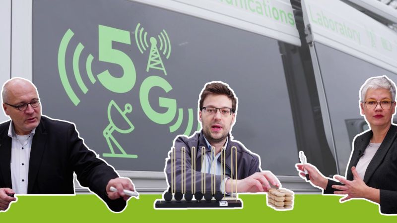 Die Collage zeigt Fotos der Fachleute Prof. Christian Rehtanz, Dr. Fabian Kurtz und Dr. Angela Carell. Im Hintergrund steht ein Technikwagen der Technischen Universität Dortmund.