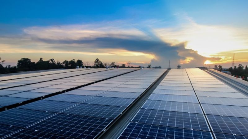 Solar panels on rooftop.