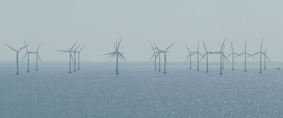 Offshore wind farm – the foundations of offshore wind turbines are currently made of steel.