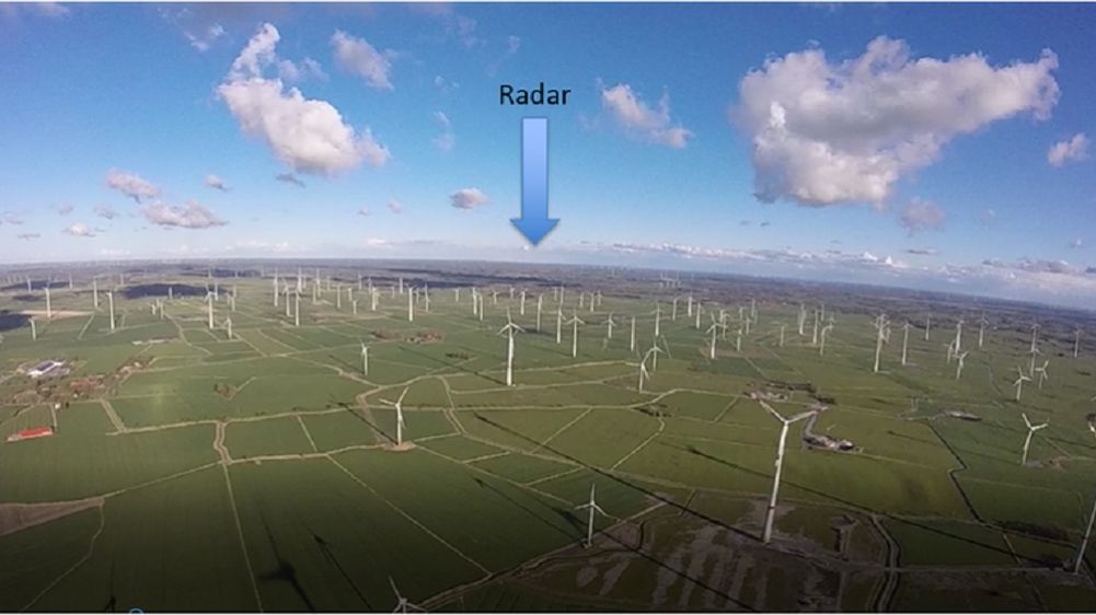 Measurement of a radar signal behind a wind farm – excerpt from an on-board video of the octocopter.