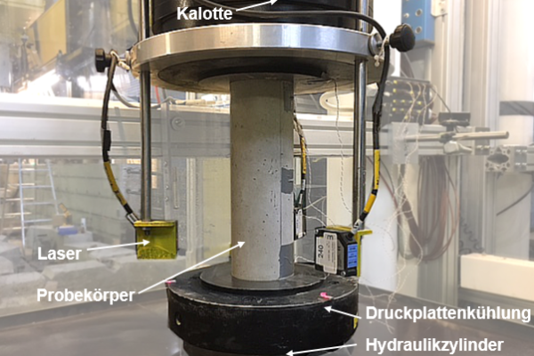 Fatigue test on a concrete cylinder.