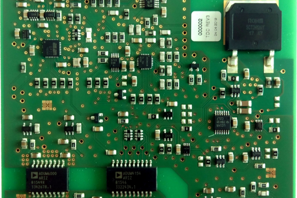 Power electronics prototype with integrated measurement technology.